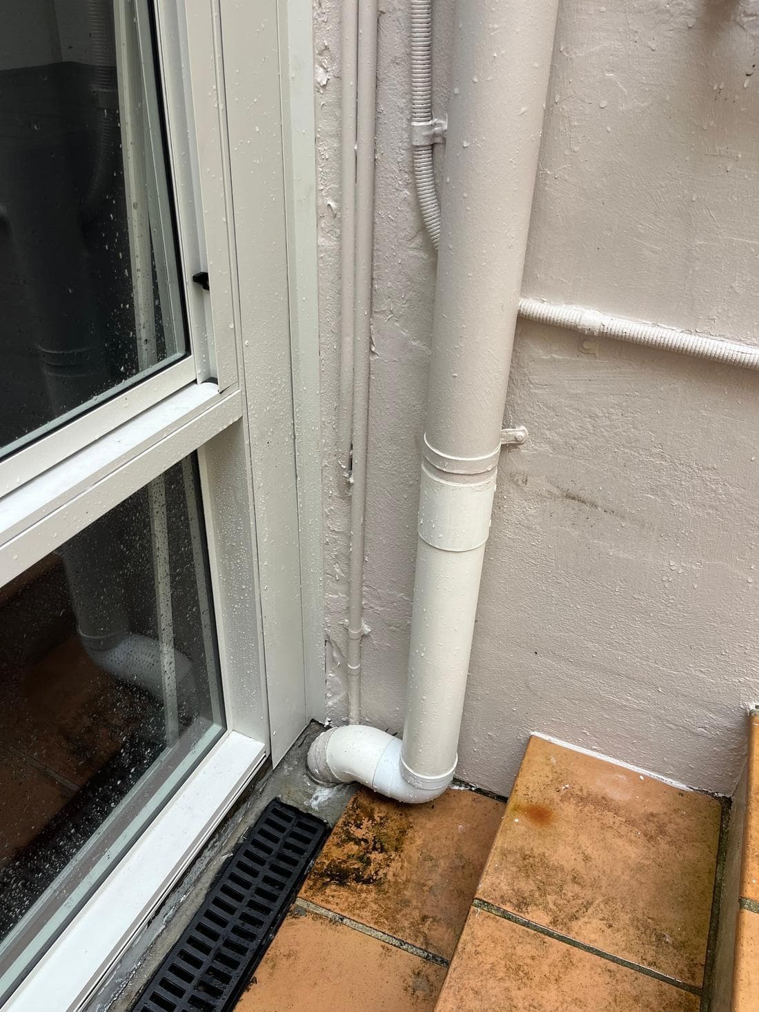 Re-routed stormwater downpipe